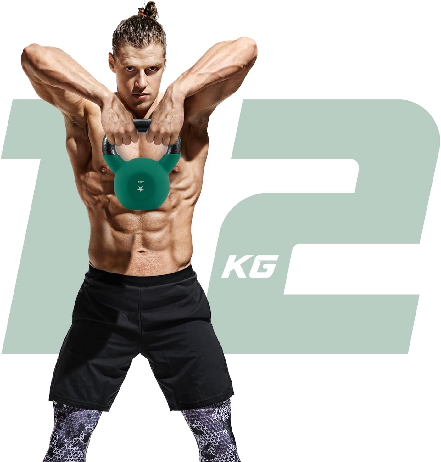 Kettlebell mit Neopren-Coating, 12 kg, Dunkelgrün