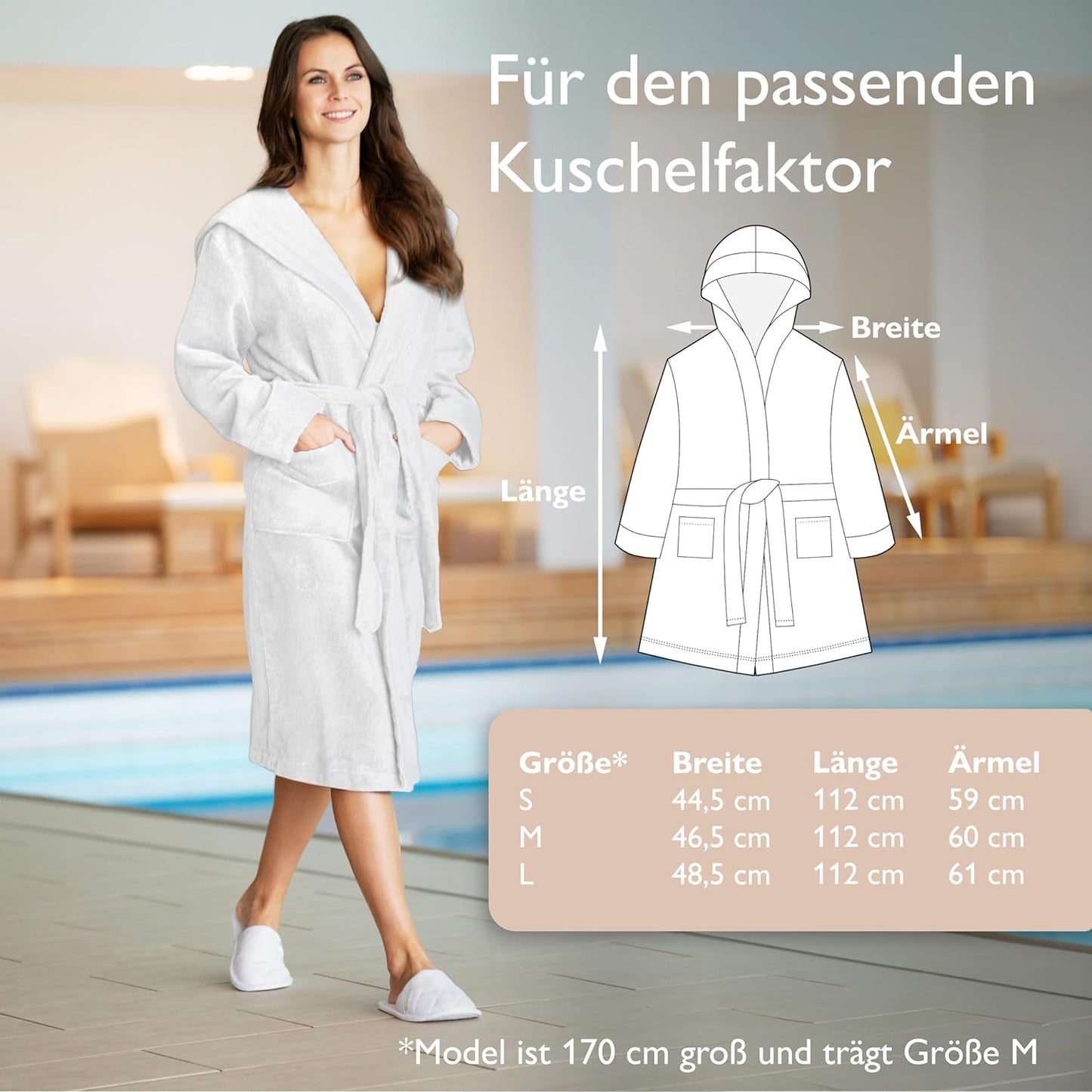 Bademantel Damen, M Weiss
