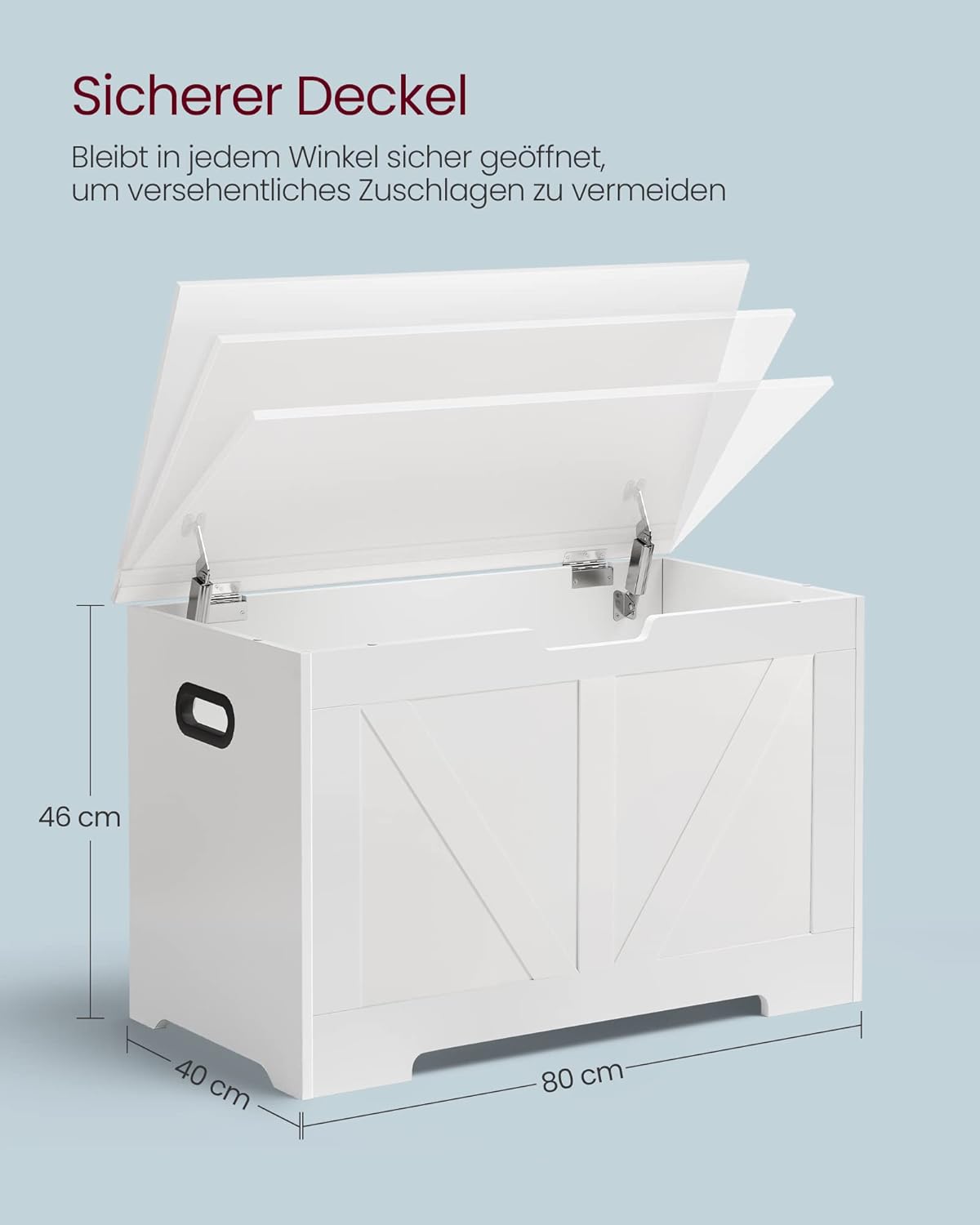 Schuhbank mit Stauraum und Sicherheitsscharniere, 80B cm Wolkenweiss
