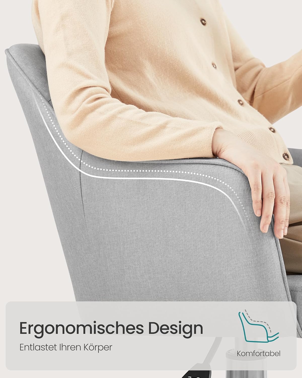 Homeoffice Drehstuhl OBG019G02, Hellgrau Baumwollmischung