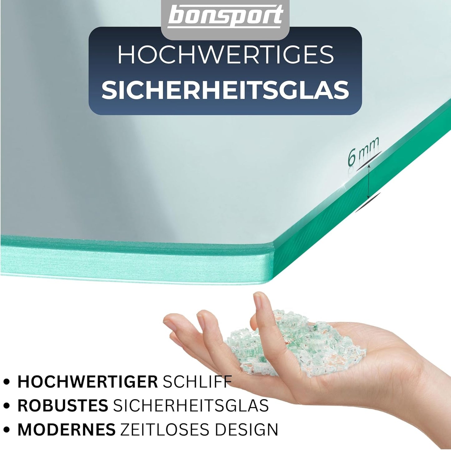 Glas-Wandregal für Badezimmer, 25,4 x 14 x 0,6 cm Klarglas