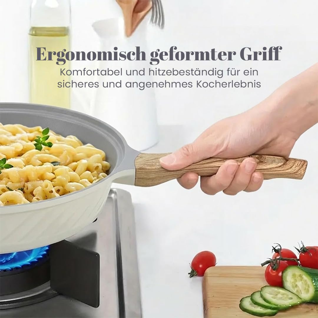 Antihaft-Pfannenset, Grau - Weiss Keramik-Pfannenset
