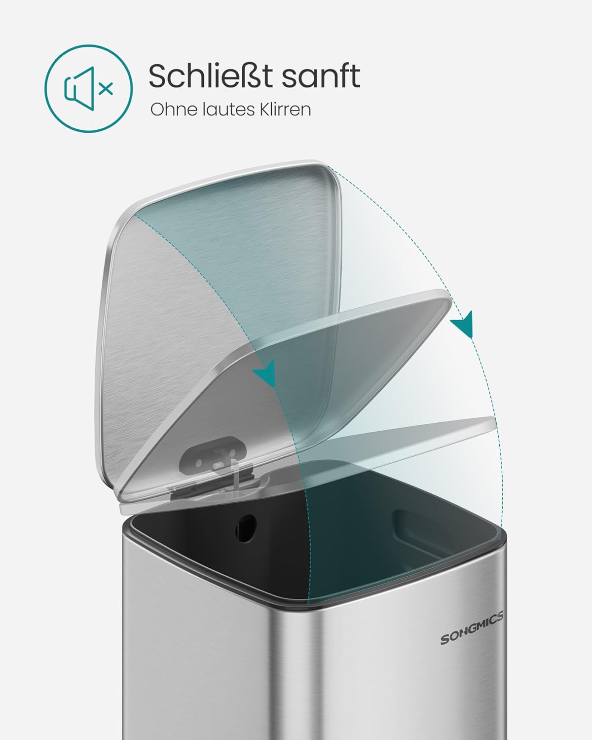 Tretmülleimer mit Softclose, metallicsilber 30 L