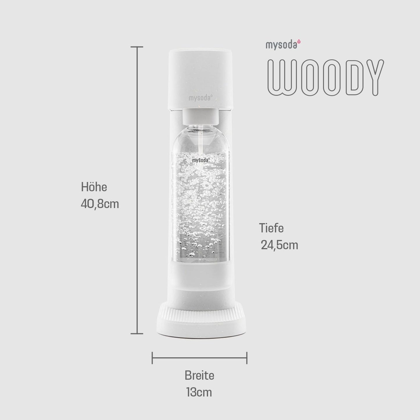 Woody WD002F-WE Wassersprudler, ohne CO2-Zylinder, Weiss, Ohne CO2-Zylinder