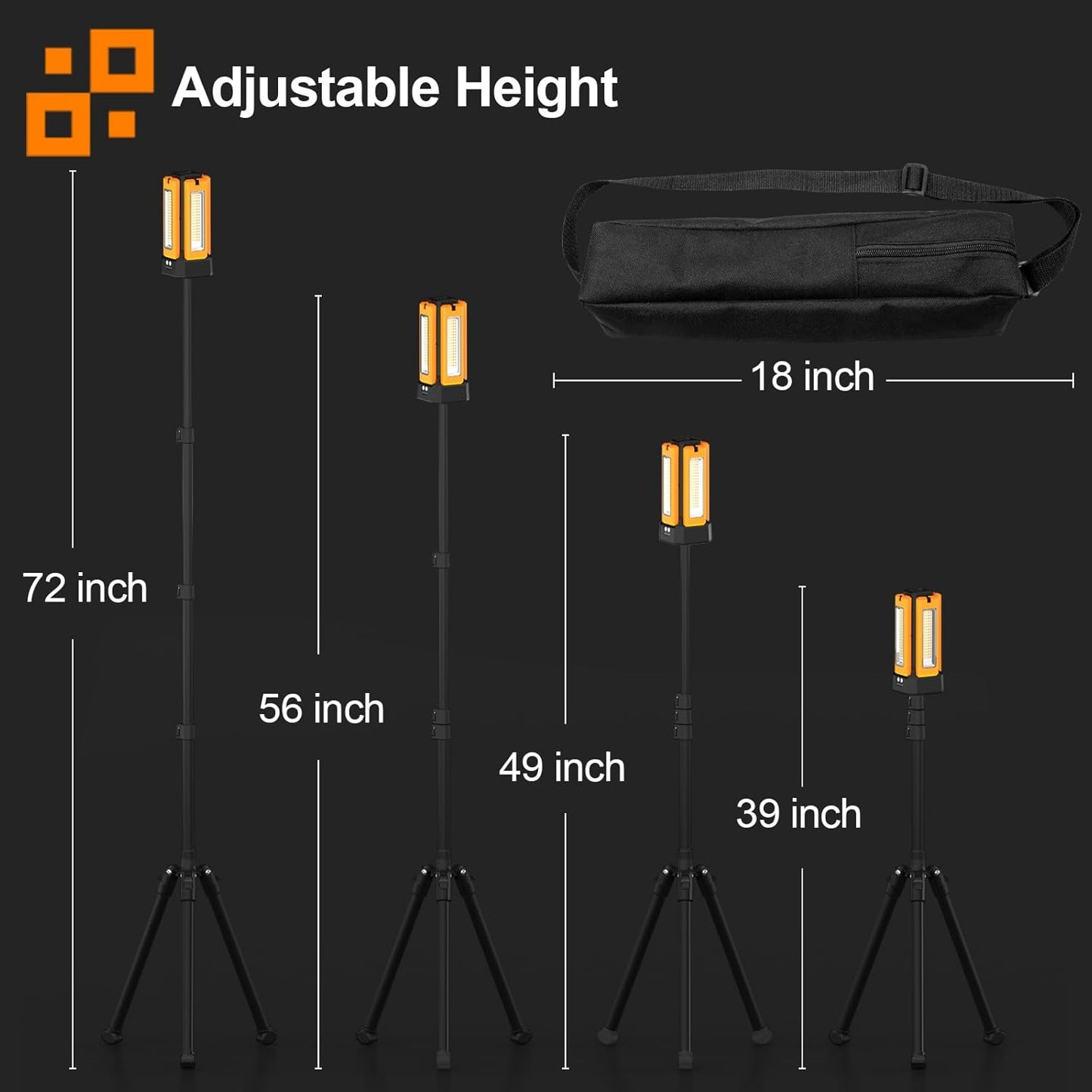 V3000 Solar-Akku LED Baustrahler, Orange mit Fernbedienung