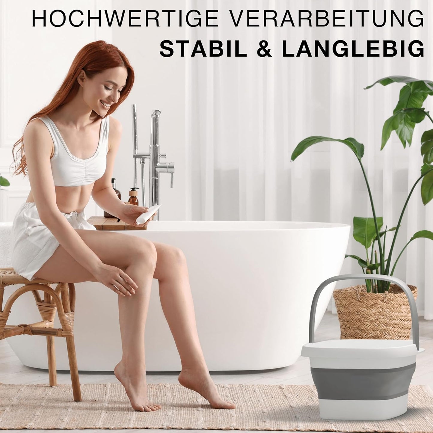 Faltbare Fussbadewanne mit Massage-Noppen, Grau/ Weiss