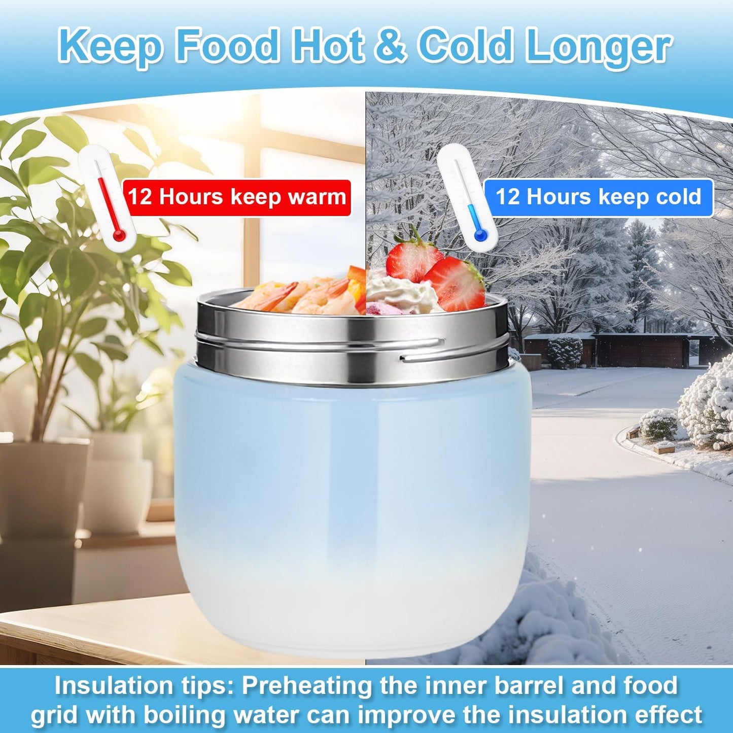 Thermobehälter mit Löffel, Blau