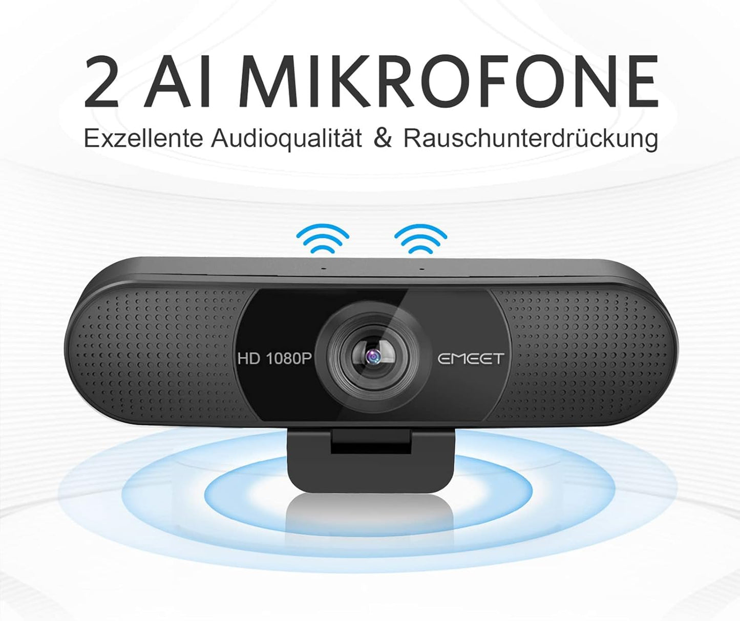 Full HD Webcam mit Dual Mikrofon und Lichtkorrektur, Schwarz