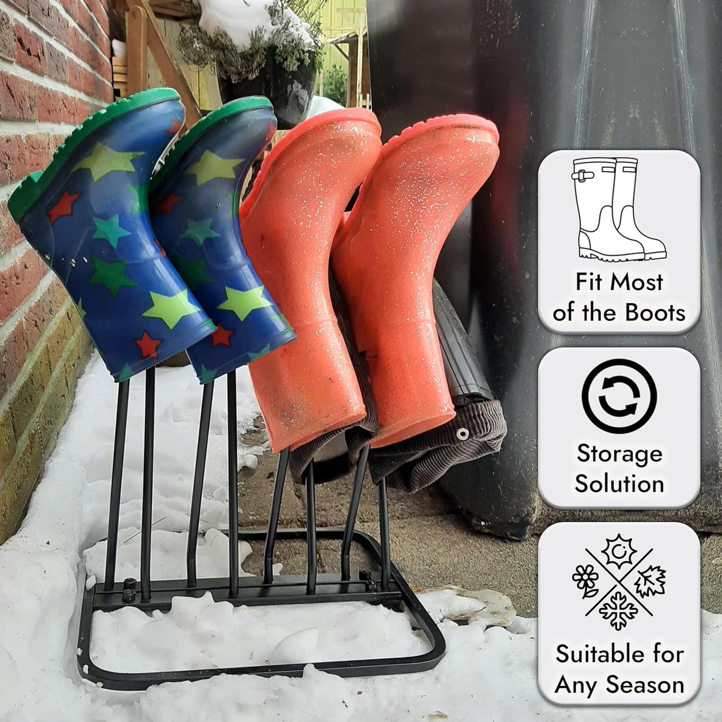Stiefelknecht, 4 Paar Stiefel Zahnstange