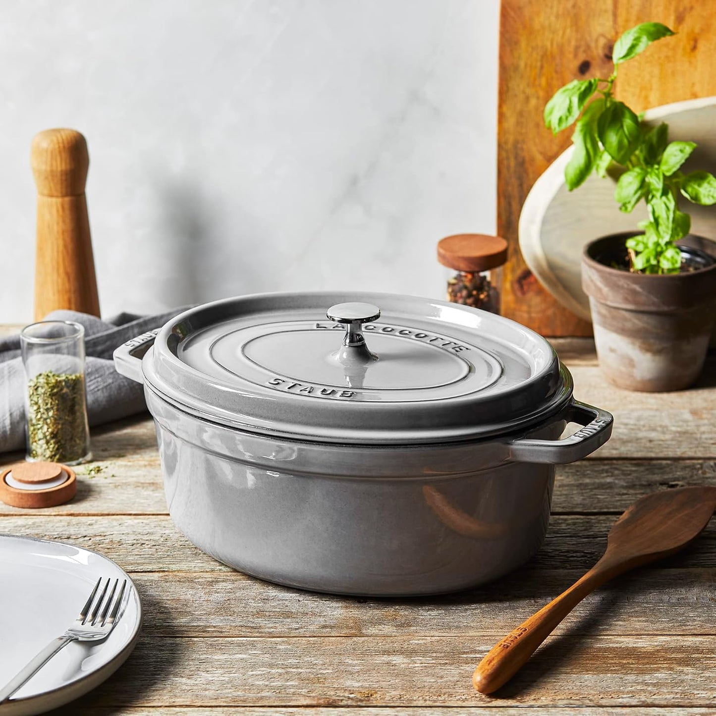Cocotte Bräter mit Deckel, 33 cm, 6.7 L Graphit-Grau