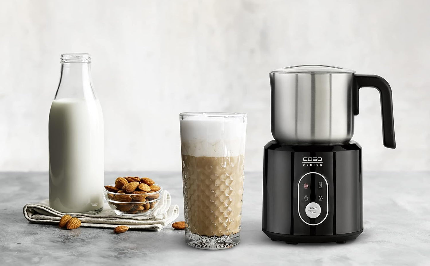 Milchaufschäumer für kalten und heissen Milchschaum, Schwarz
