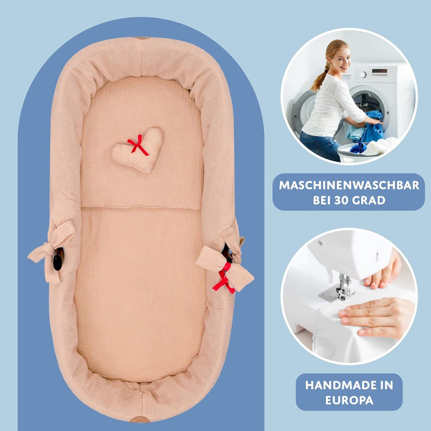 Stubenwagen-Nestchen Set, Beige 3er Set