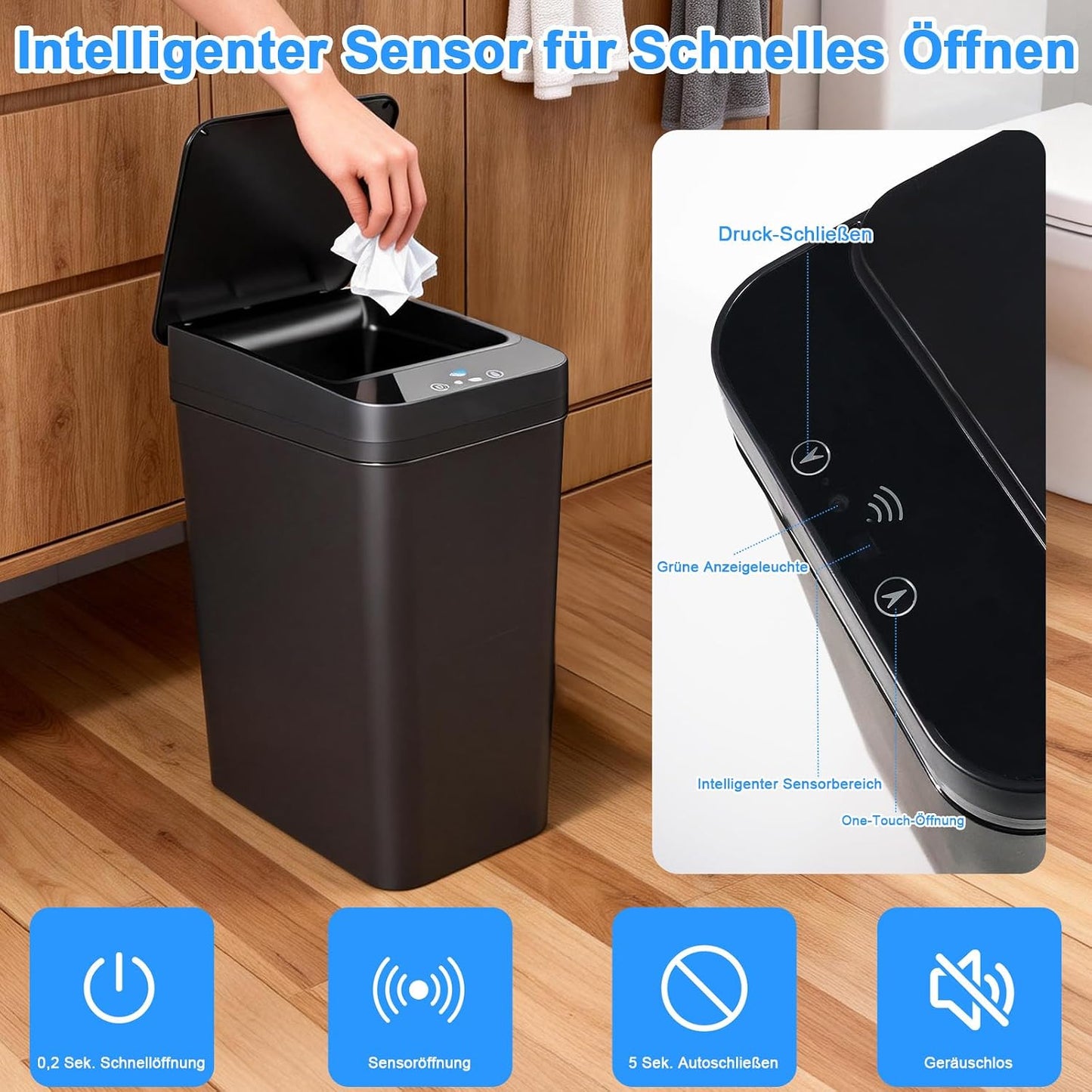 2er-Set Automatische Sensor-Mülleimer