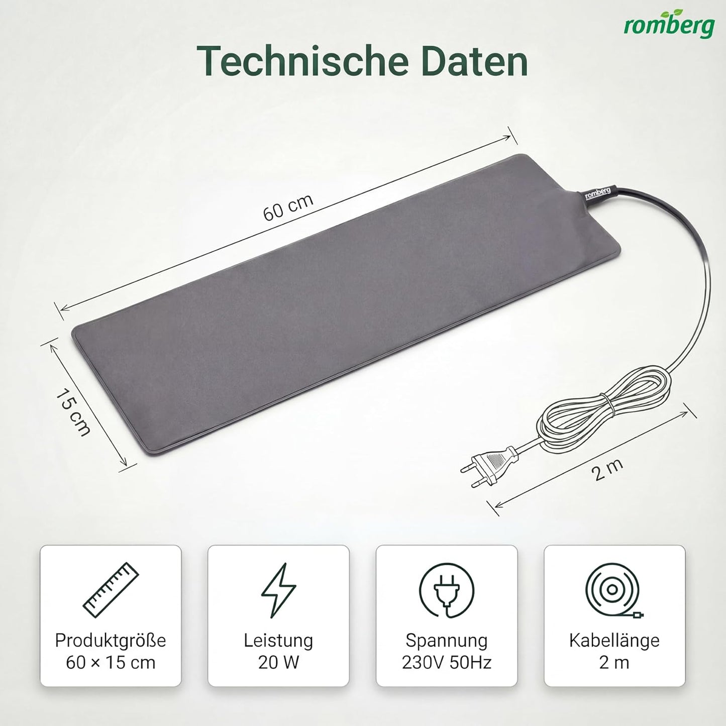 Heizmatte für Pflanzenanzucht, Heizmatte L– 60 × 15 cm | 20W