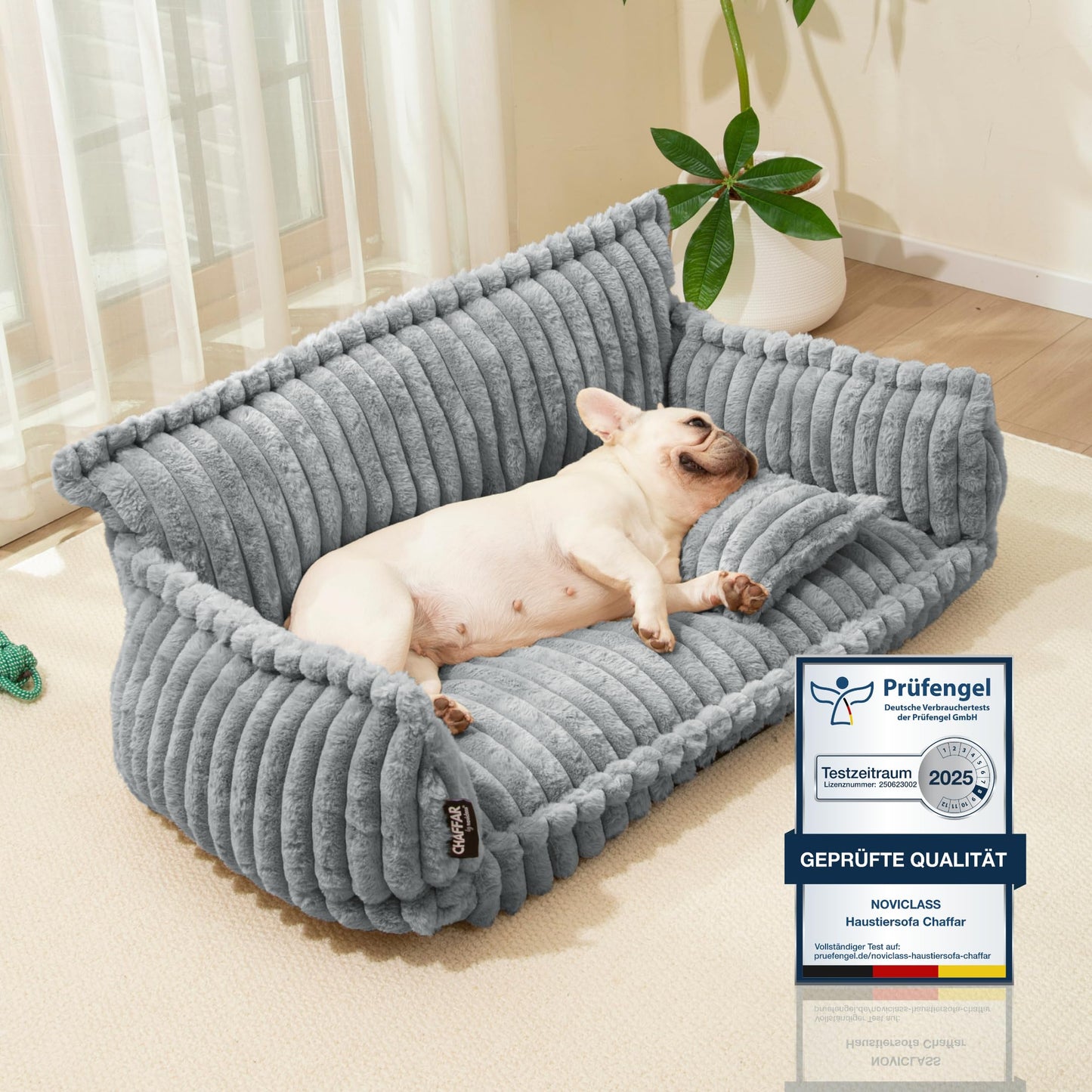 Hunde- und Katzensofa Chaffar, Lichtgrau L (100cm)