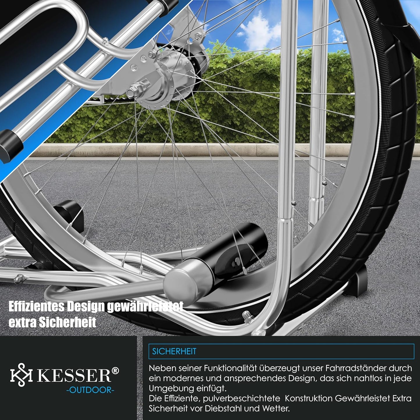 Fahrradständer inkl. Luftpumpe, Silber 1er Set