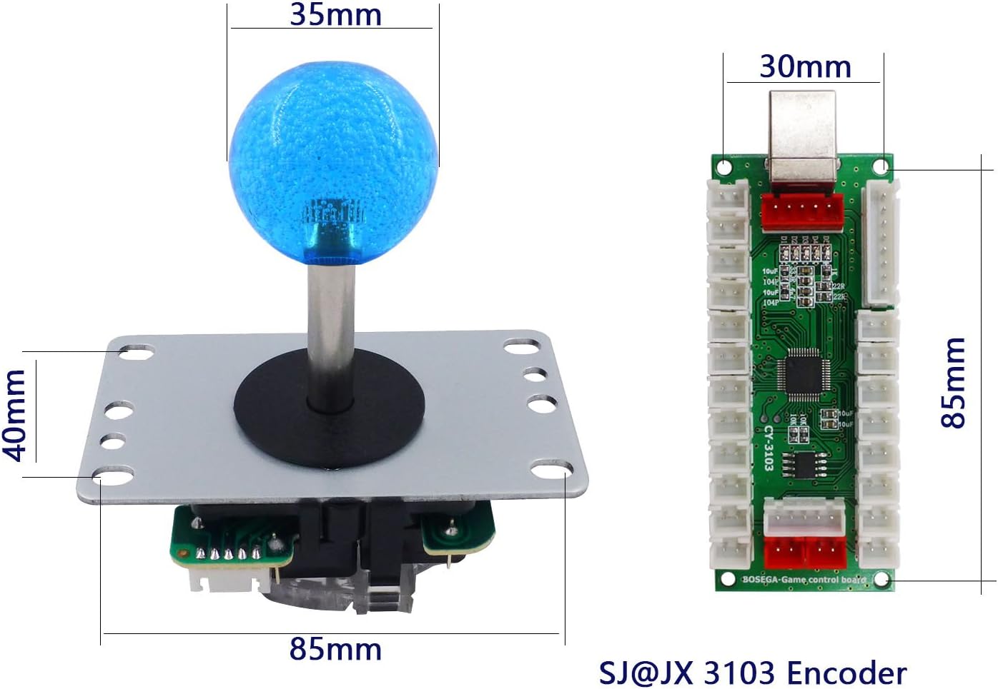 Arcade Game DIY Kit mit Zero Delay USB Encoder, black