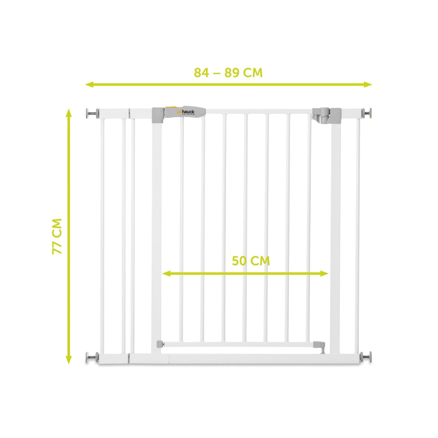 Treppenschutzgitter Open N Stop, White 84 - 89 cm Basisgitter + 9 cm Verlängerung