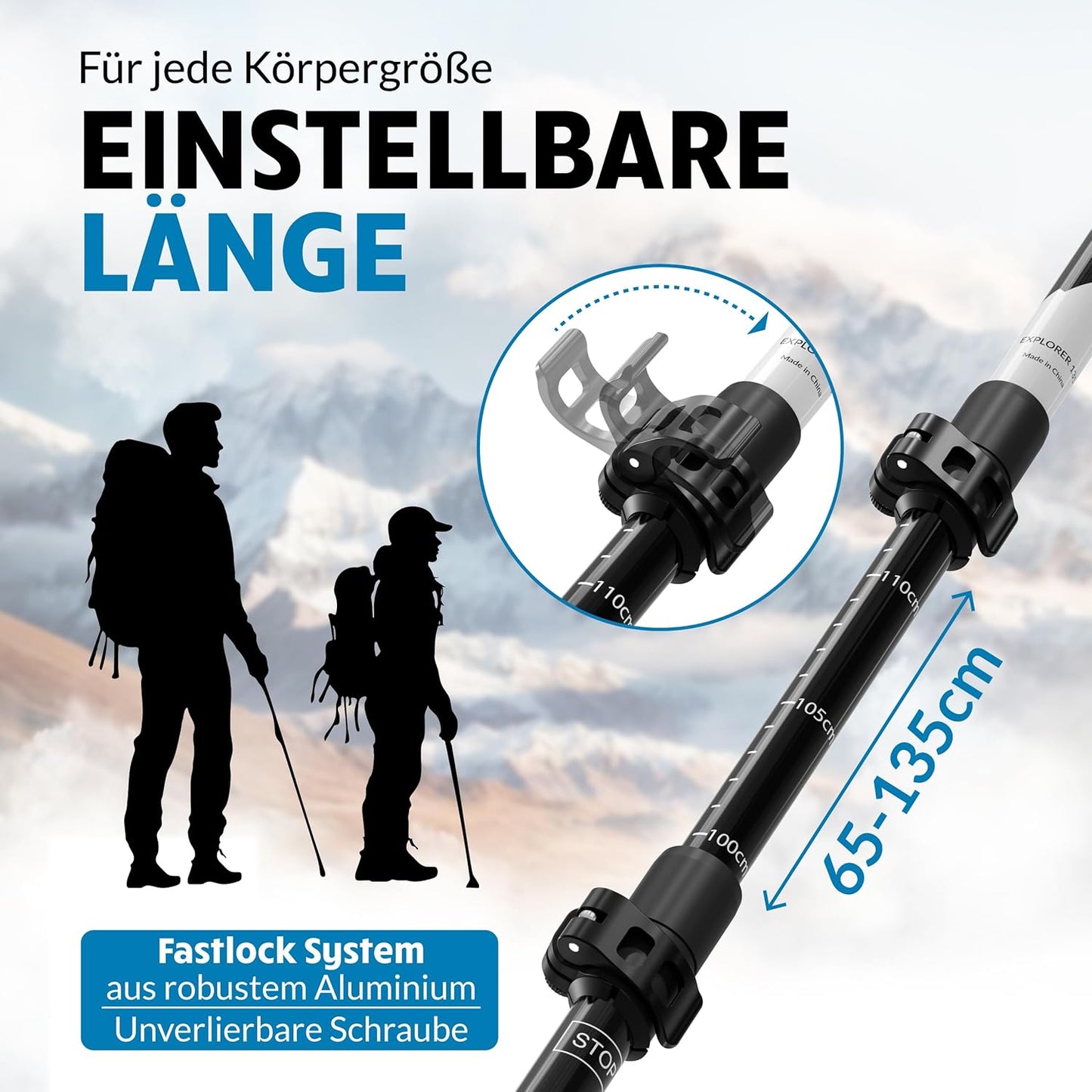 Teleskop-Wanderstöcke, Carbon