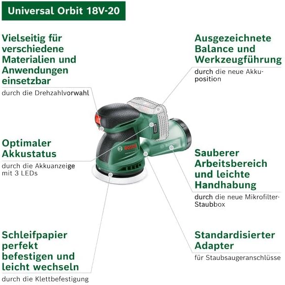 Exzenterschleife UniversalOrbit 18V-20 1x2,0Ah, 1x 2.0 Ah Akku | Set