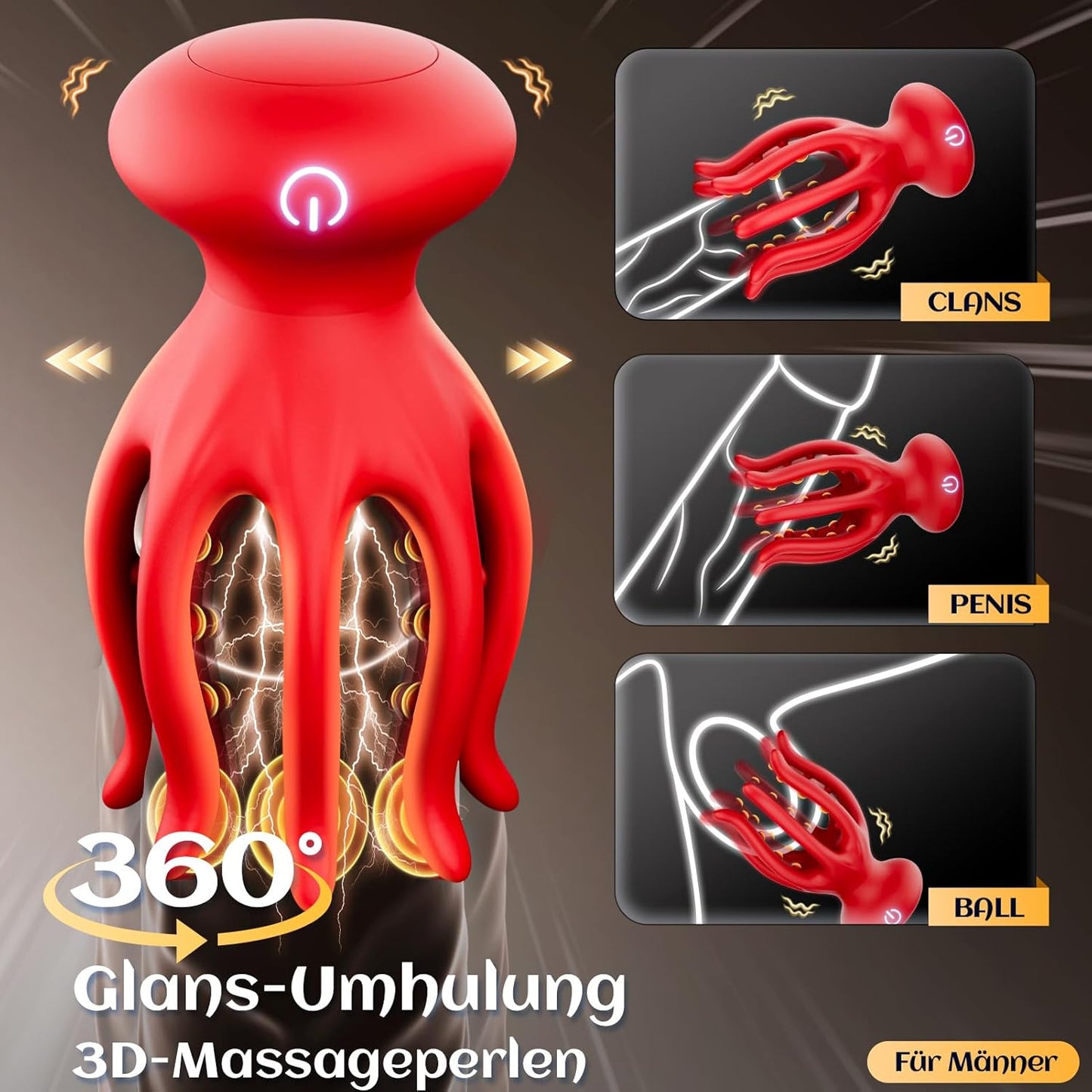 Oktopus Vibrator für Paare (10 Modi), red