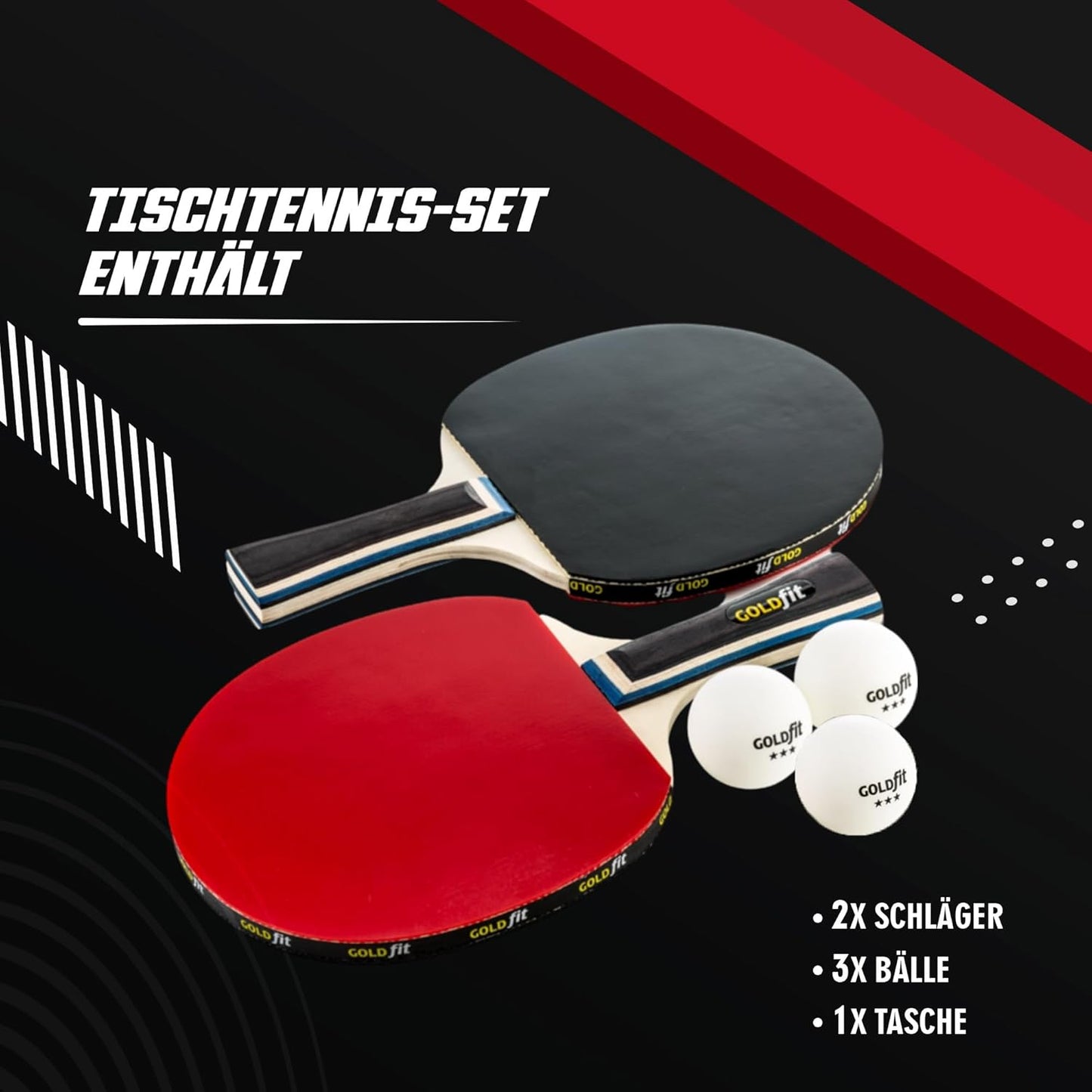 Tischtennisschläger Set mit 3 Bällen