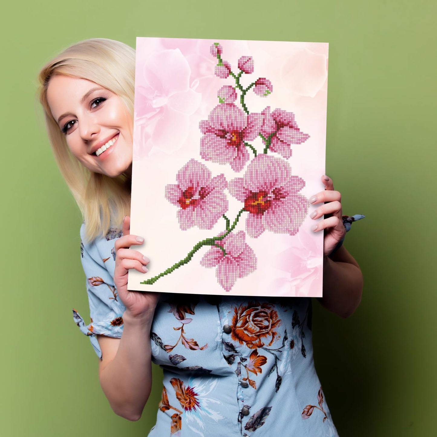 Diamant-Malerei-Set Orchideenspray (37 x 27 cm), 37 x 27cm Orchideenspray