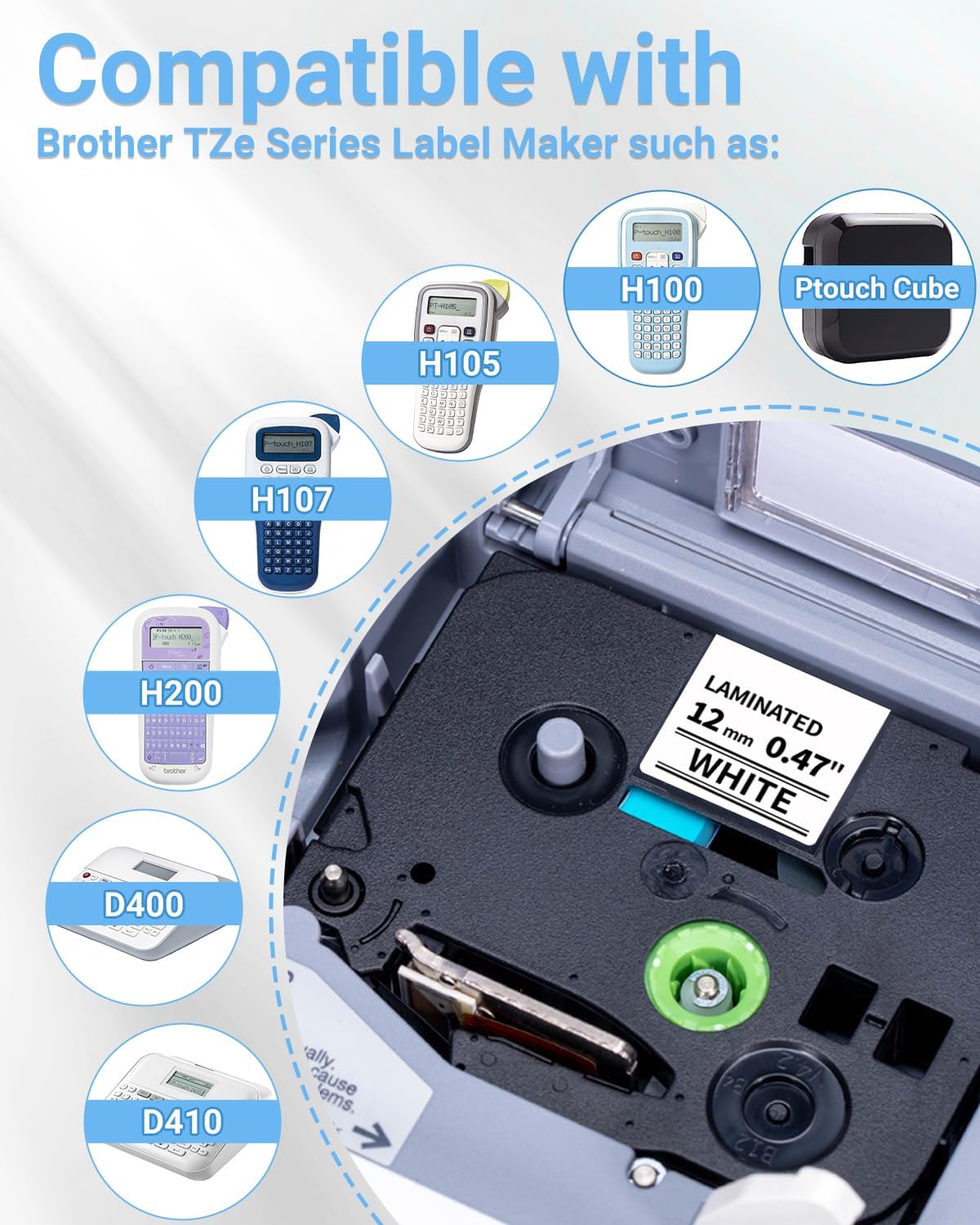Laminiertes Beschriftungsband für Ptouch (5er-Pack), 5