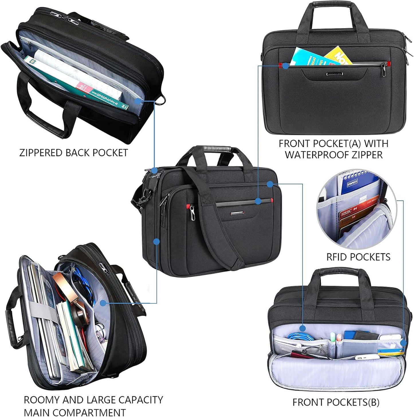 Erweiterbare Laptoptasche bis 17,3 Zoll