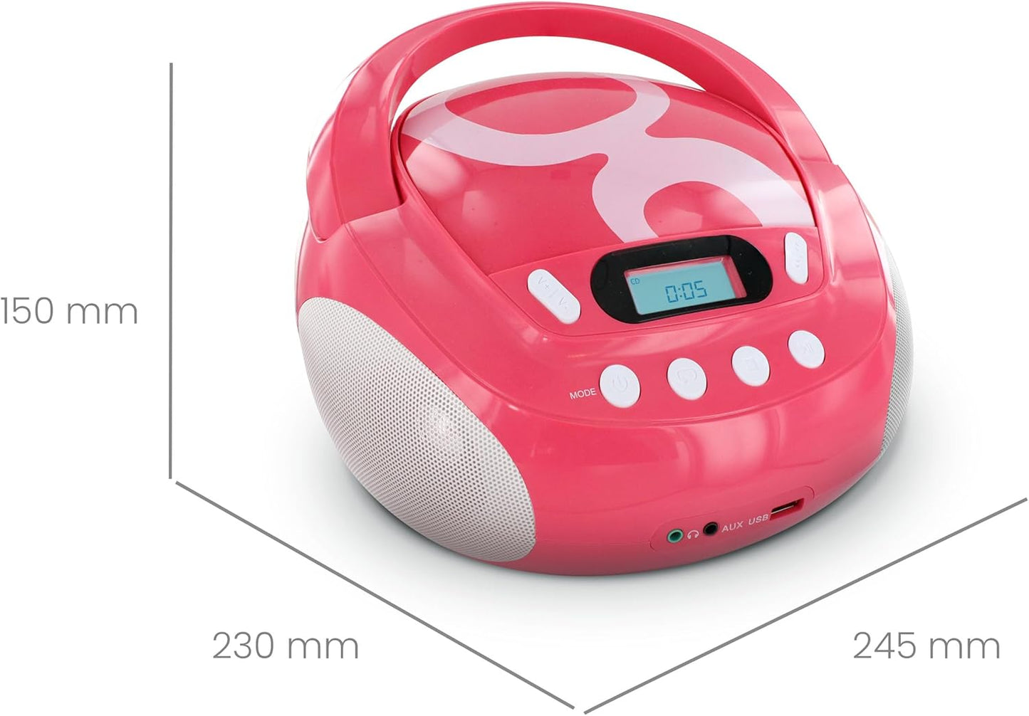 Tragbarer CD-/MP3-Player für Kinder mit USB-Port, Gulli Rosa