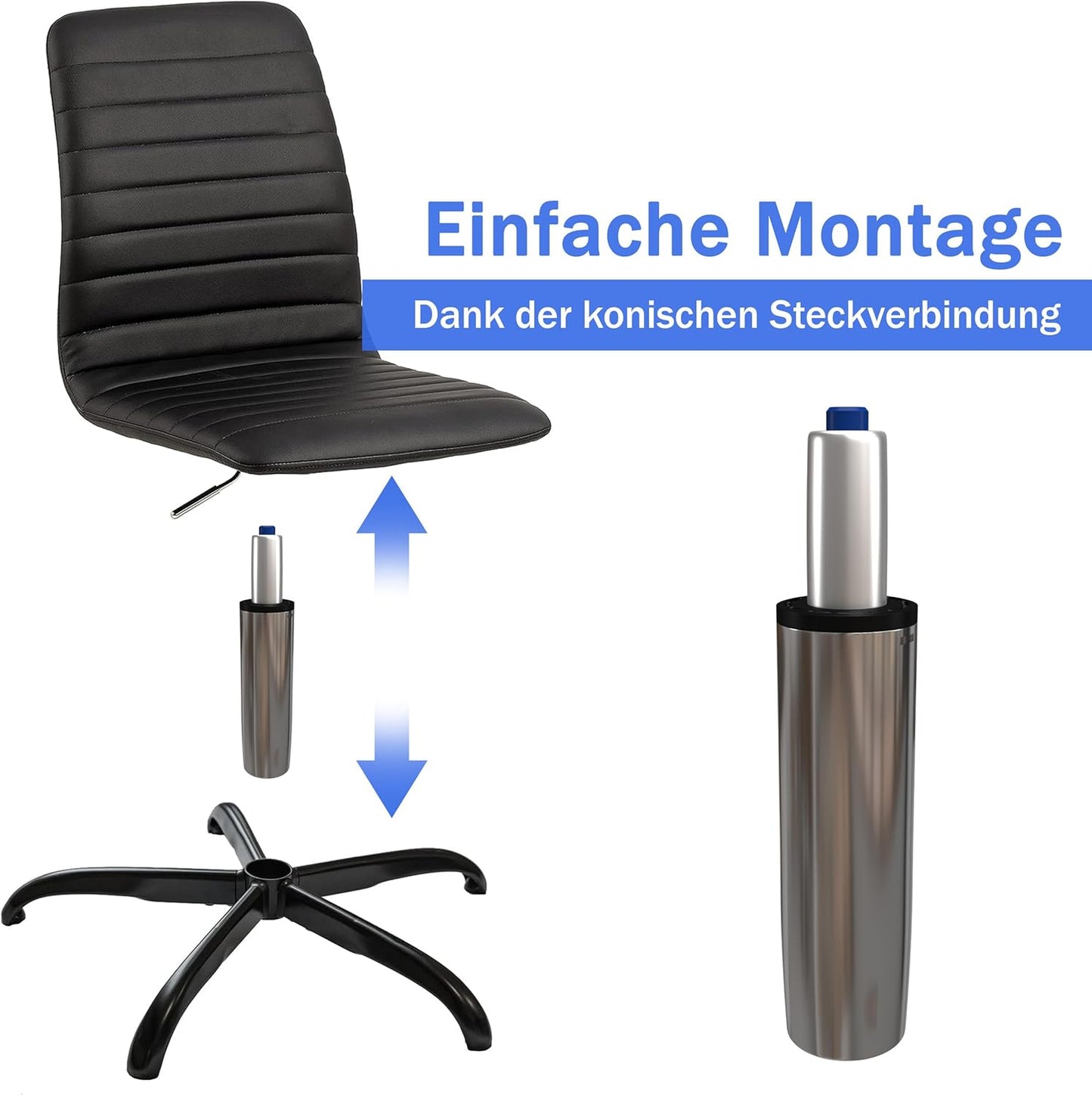 Gaslift-Gasdruckfeder für Bürostühle (Chrom), 310 mm Gesamtlänge Chrom