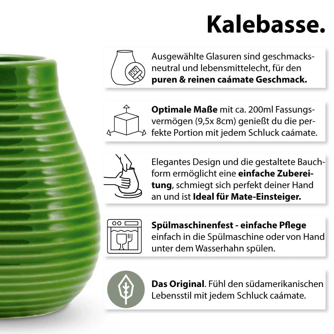 Mate Tee Set mit Bechern und Bombillas, grün