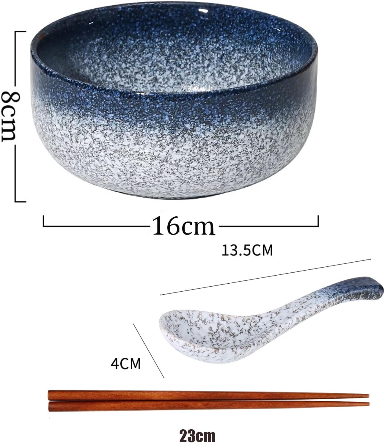 Ramen-Schüssel-Set, Glas Blau