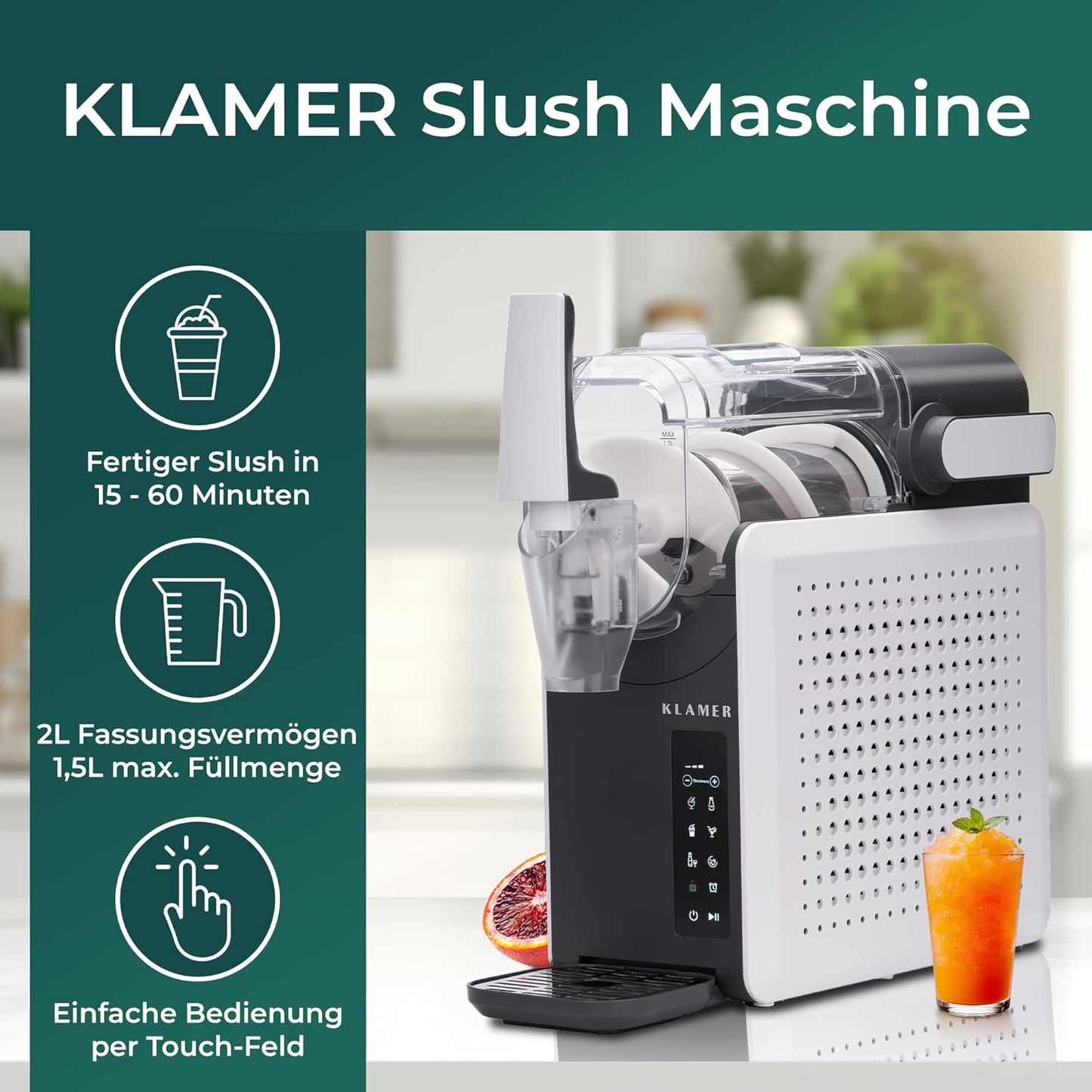 Slush Maschine mit 5 Programmen, 2L Weiß