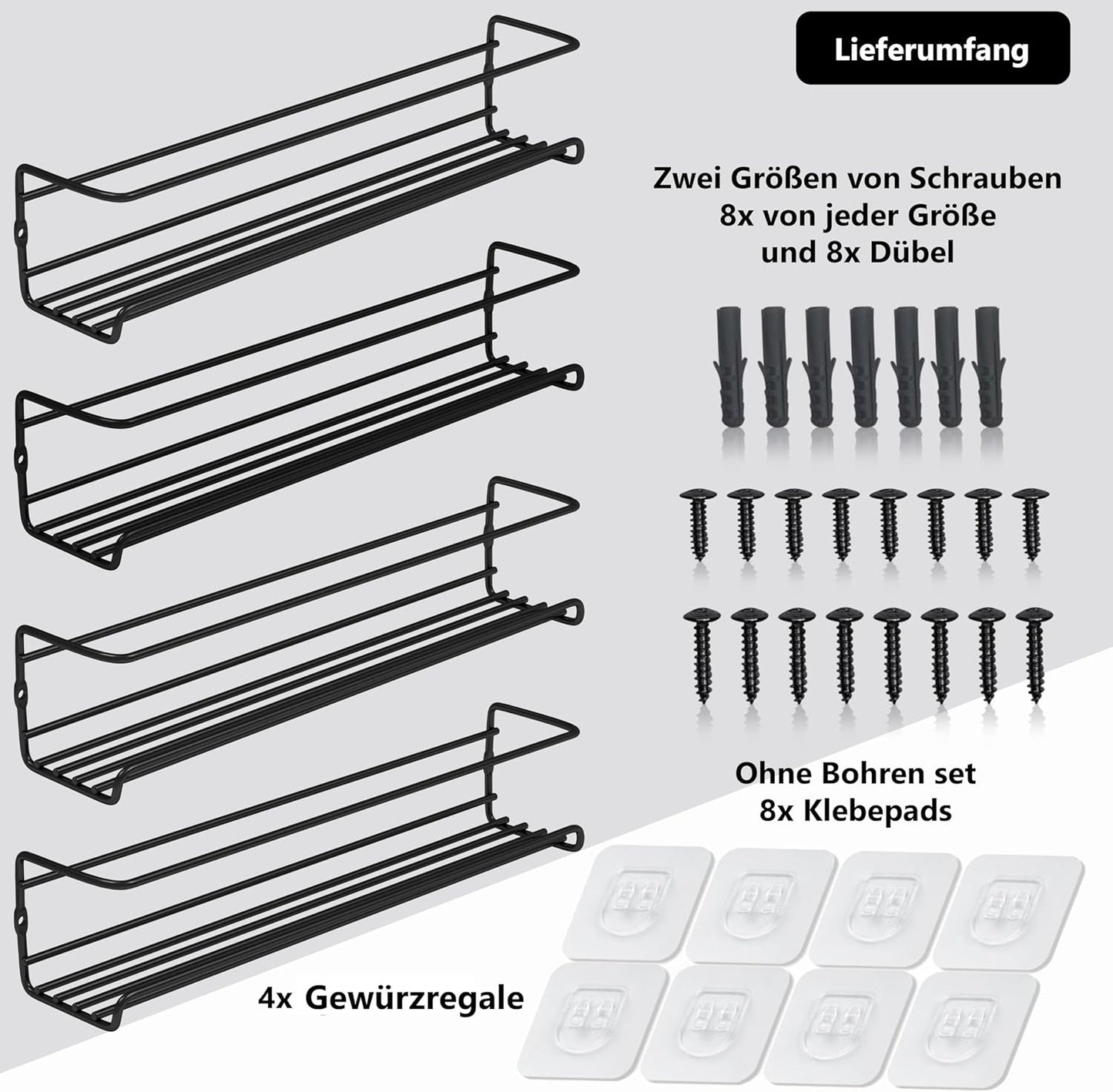 Gewürzregal-Set zum Aufhängen, ohne Gläser