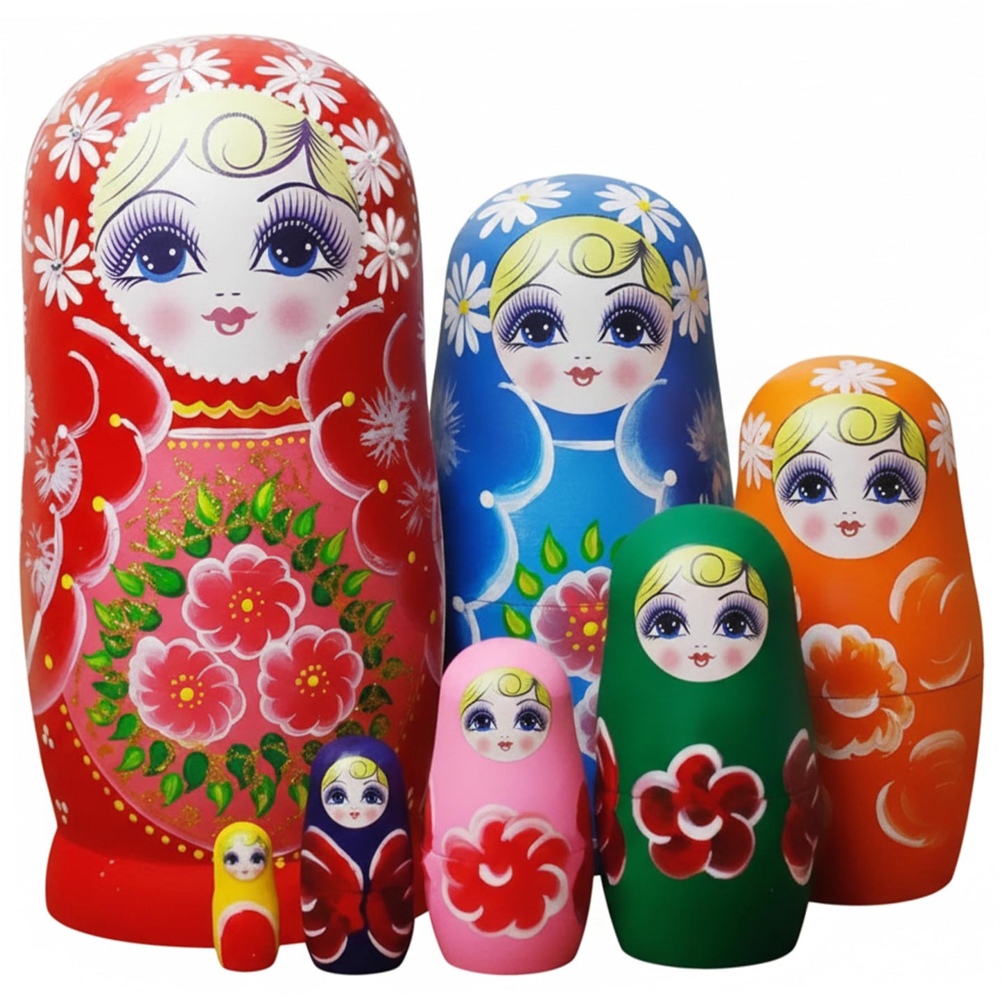 Russisches Matroschka-Set, 7-teilig, Sonnenblumen