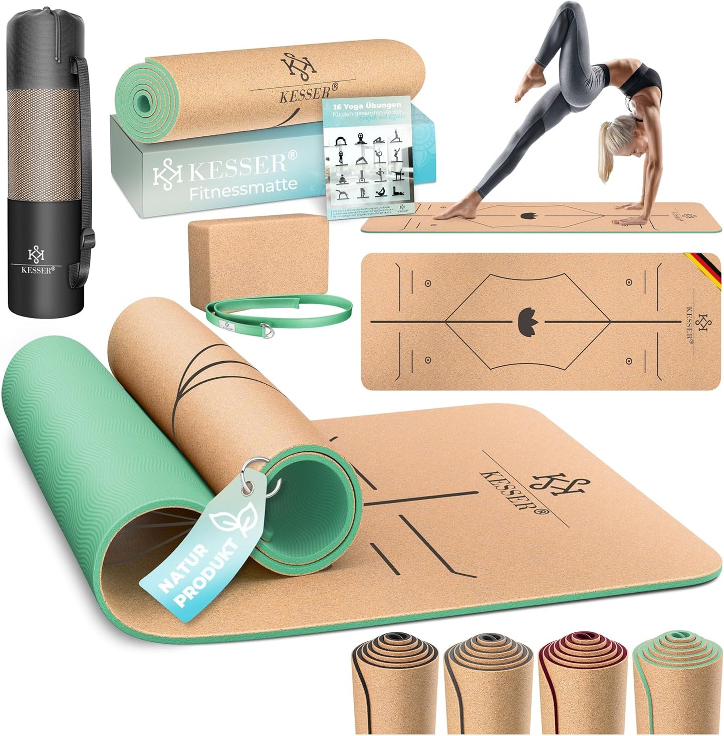 Yogamatten-Set, Mint Grün