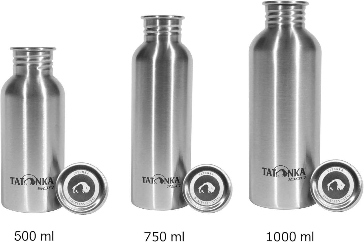 Trinkflasche mit Schraubverschluss, Silber 1000 ml Single