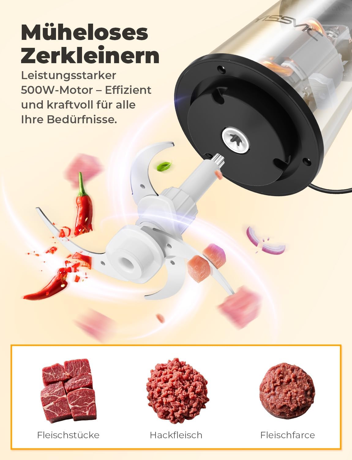 Elektrischer Multizerkleinerer, 2L（acciaio inossidabile）