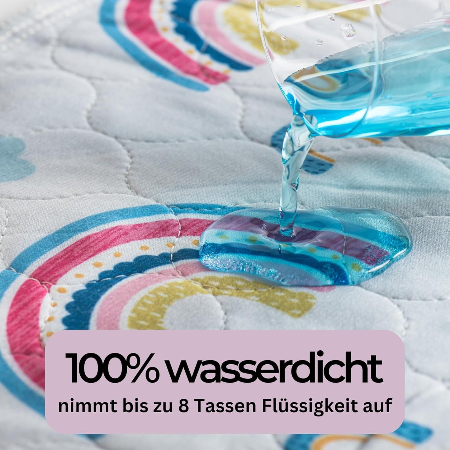 Wasserdichte Bettunterlage für Kinder, Regenbogen / gross