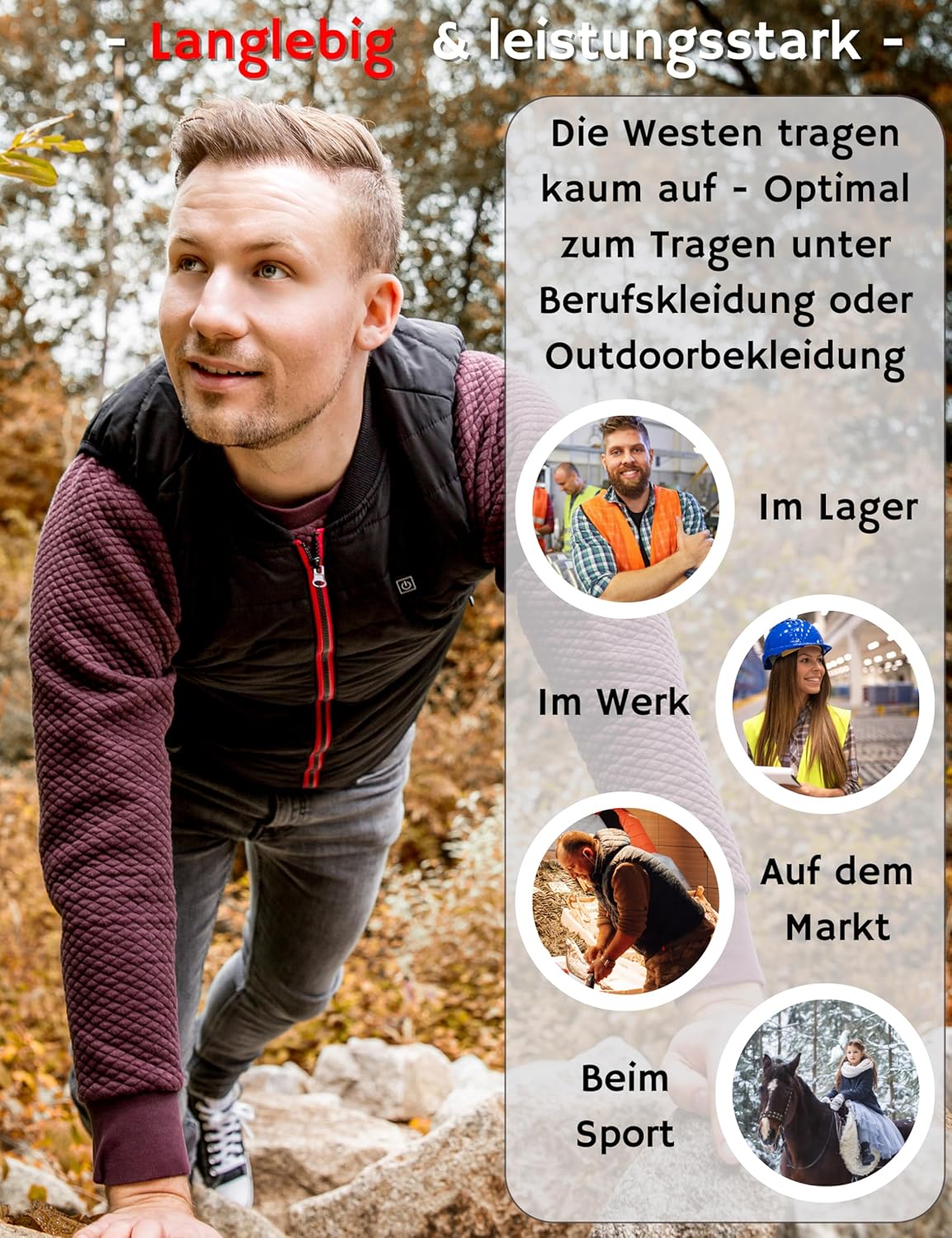 Beheizbare Weste mit 5 Wärmezonen, XS ; Ohne Powerbank