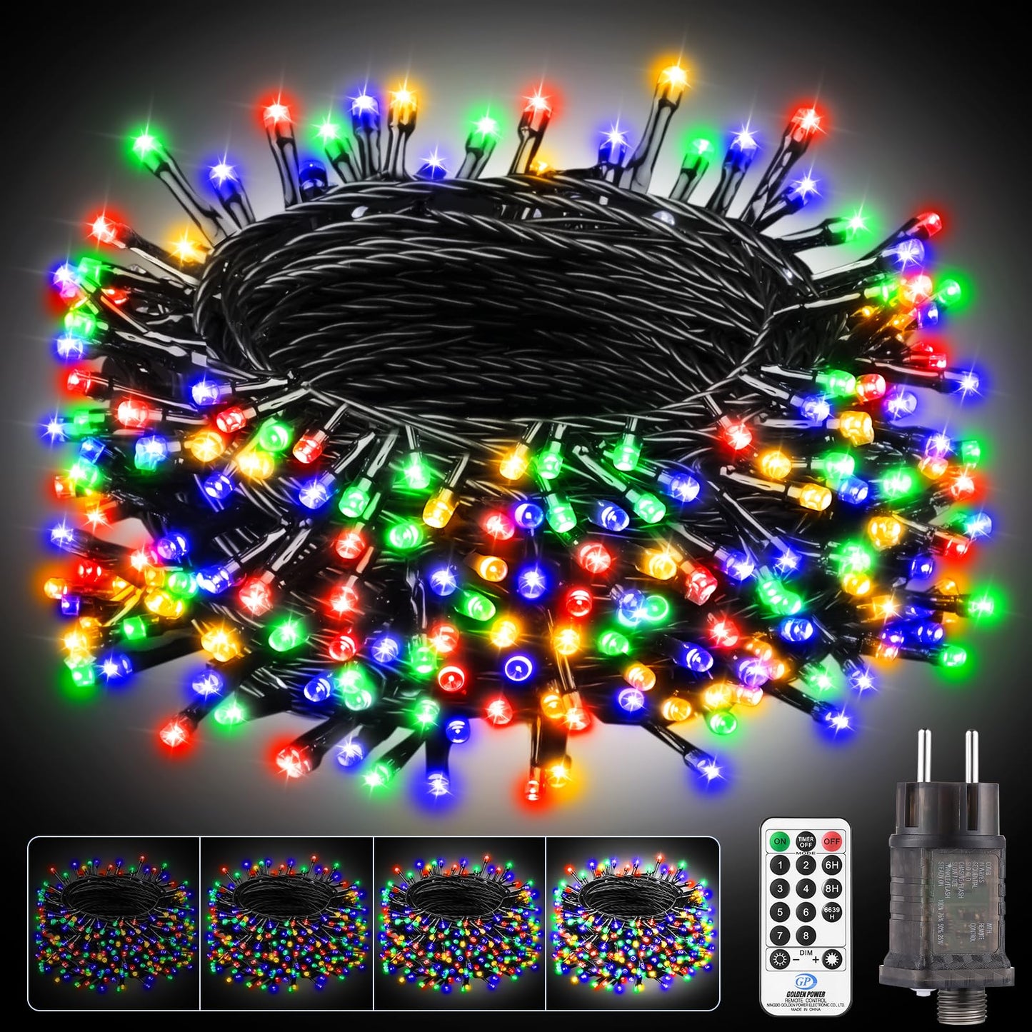 LED-Lichterkette für Weihnachtsbaum, Mehrfarbig 15m/150leds