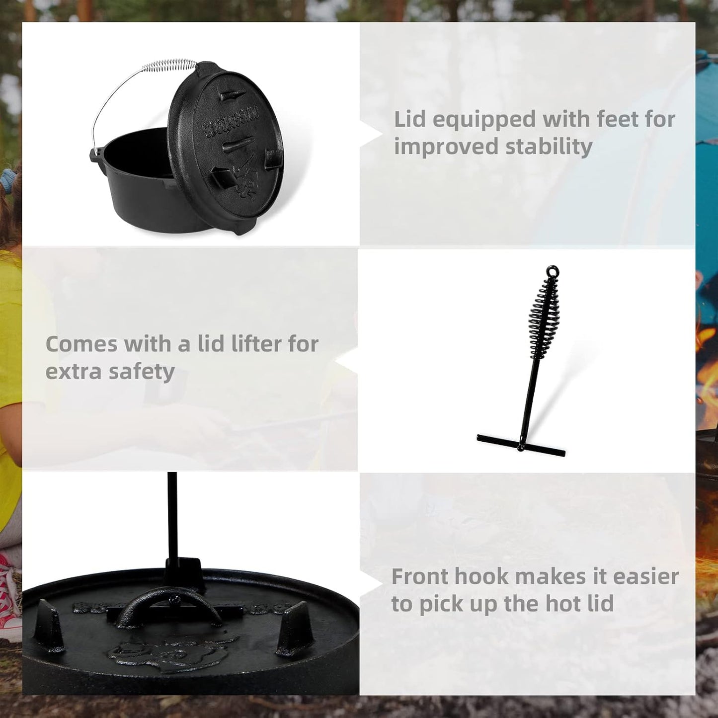 Dutch Oven Camping Set, 4,2 L, Ohne Beine
