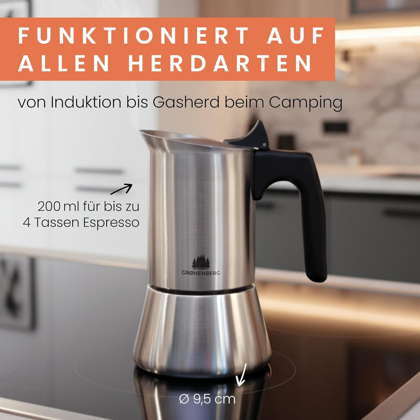 Espressokocher für 4 Tassen, 4 Tassen (200ml)