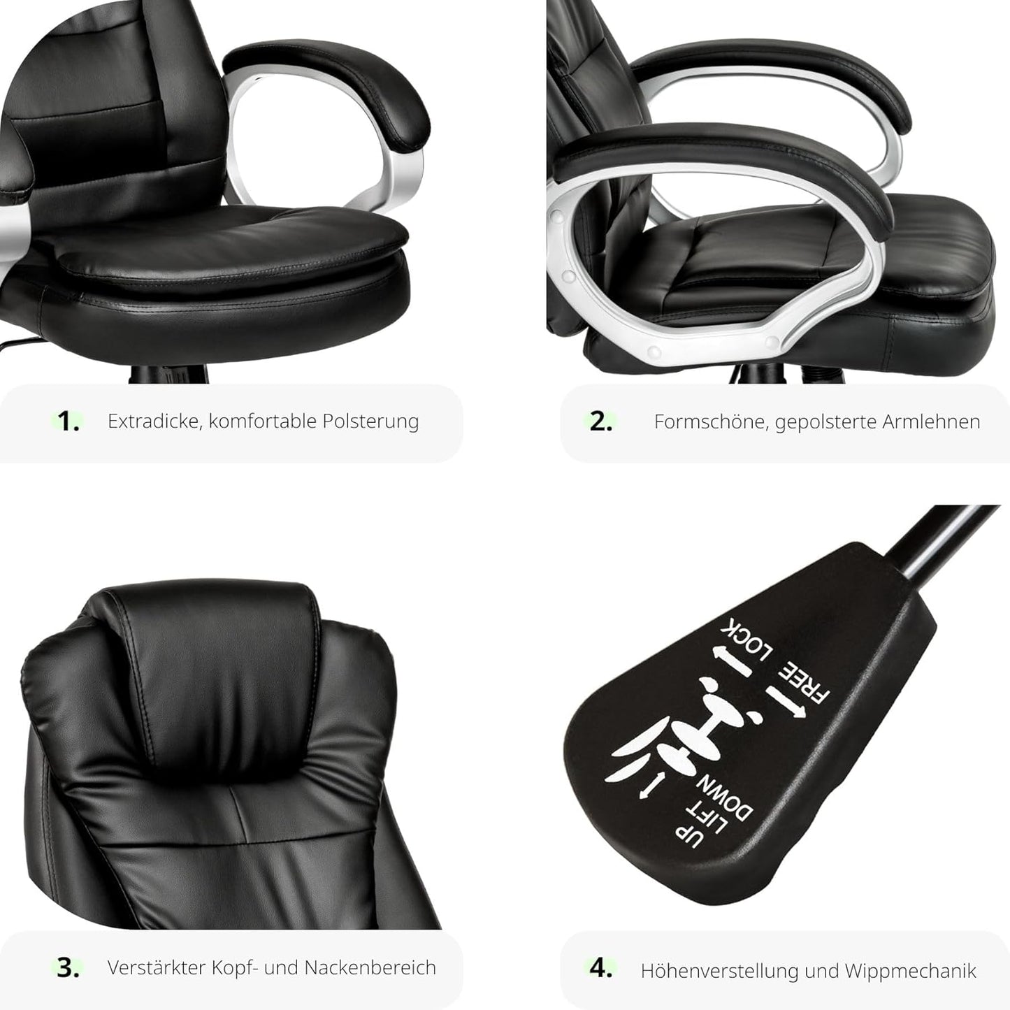 Ergonomischer Chefsessel mit Wippmechanik, Schwarz | Nr. 400578