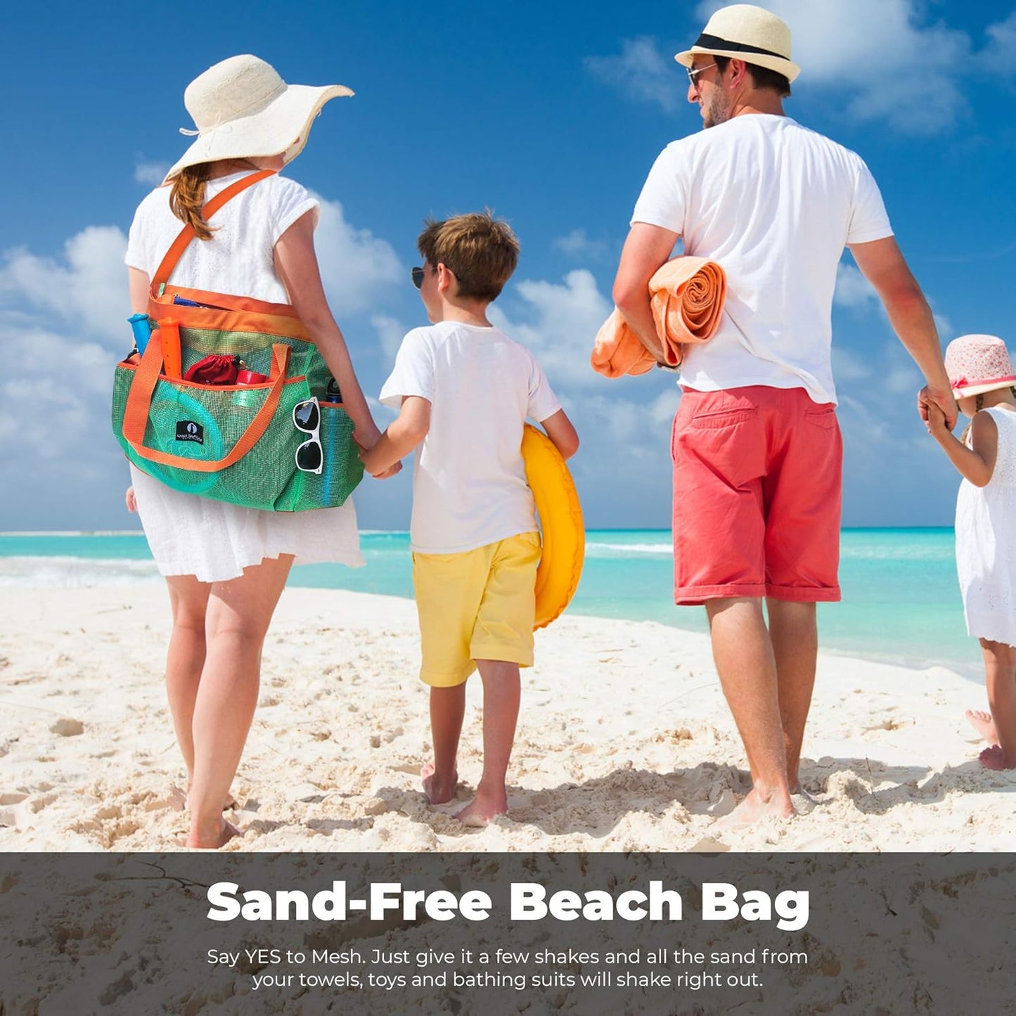 Netz-Strandtasche Modell Ra-rso-lamebeba1, Türkis/Orange