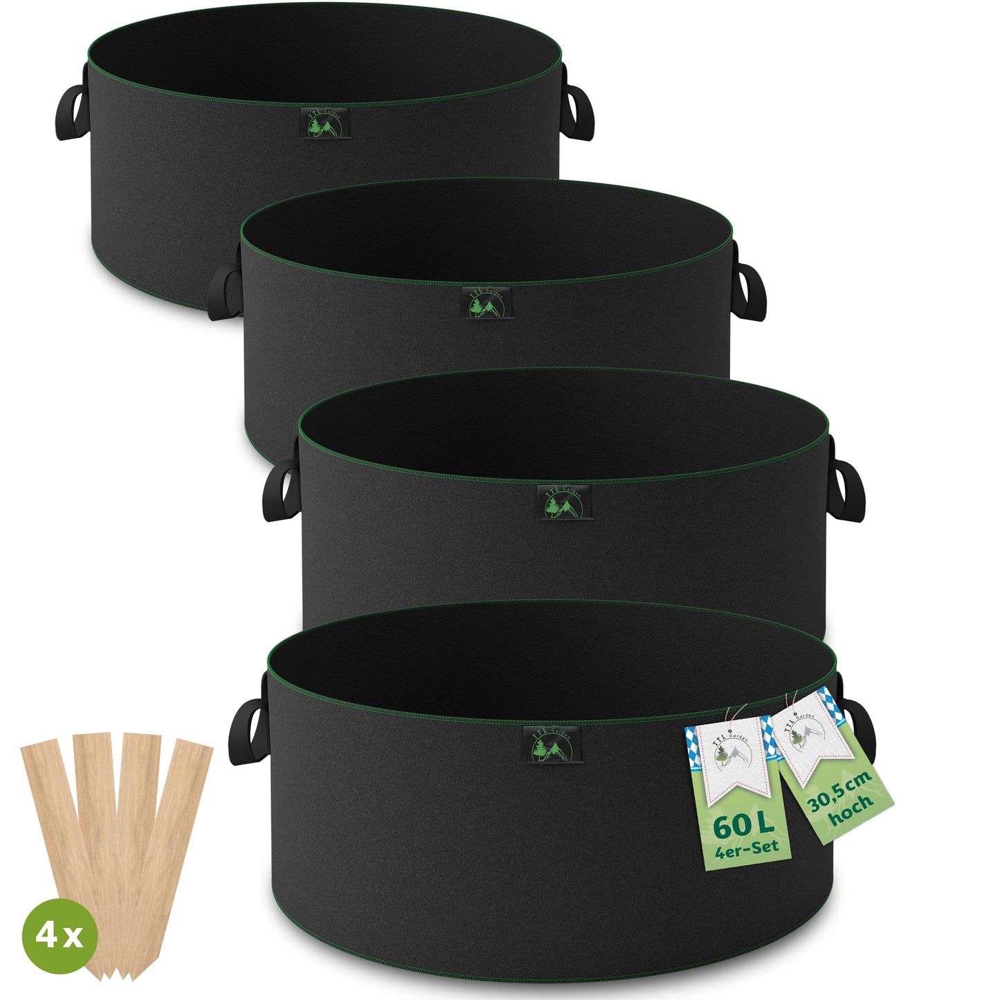 4er-Set Pflanzsack für Garten & Balkon, 60 Liter Hochbeet 4