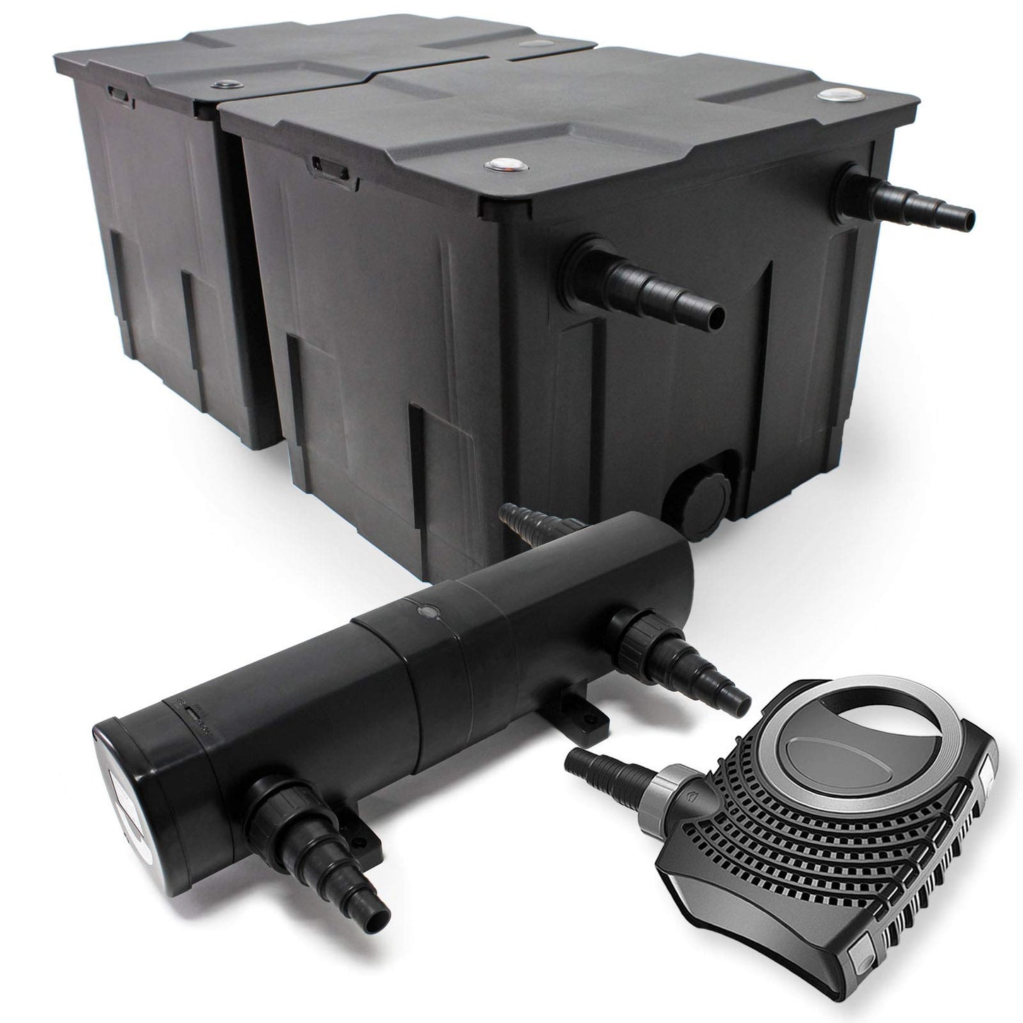 Teichfilter-Komplettset CBF-350B bis 60000L, CBF-350B Filter+10000L/h Pumpe+24W UVC-Klärer