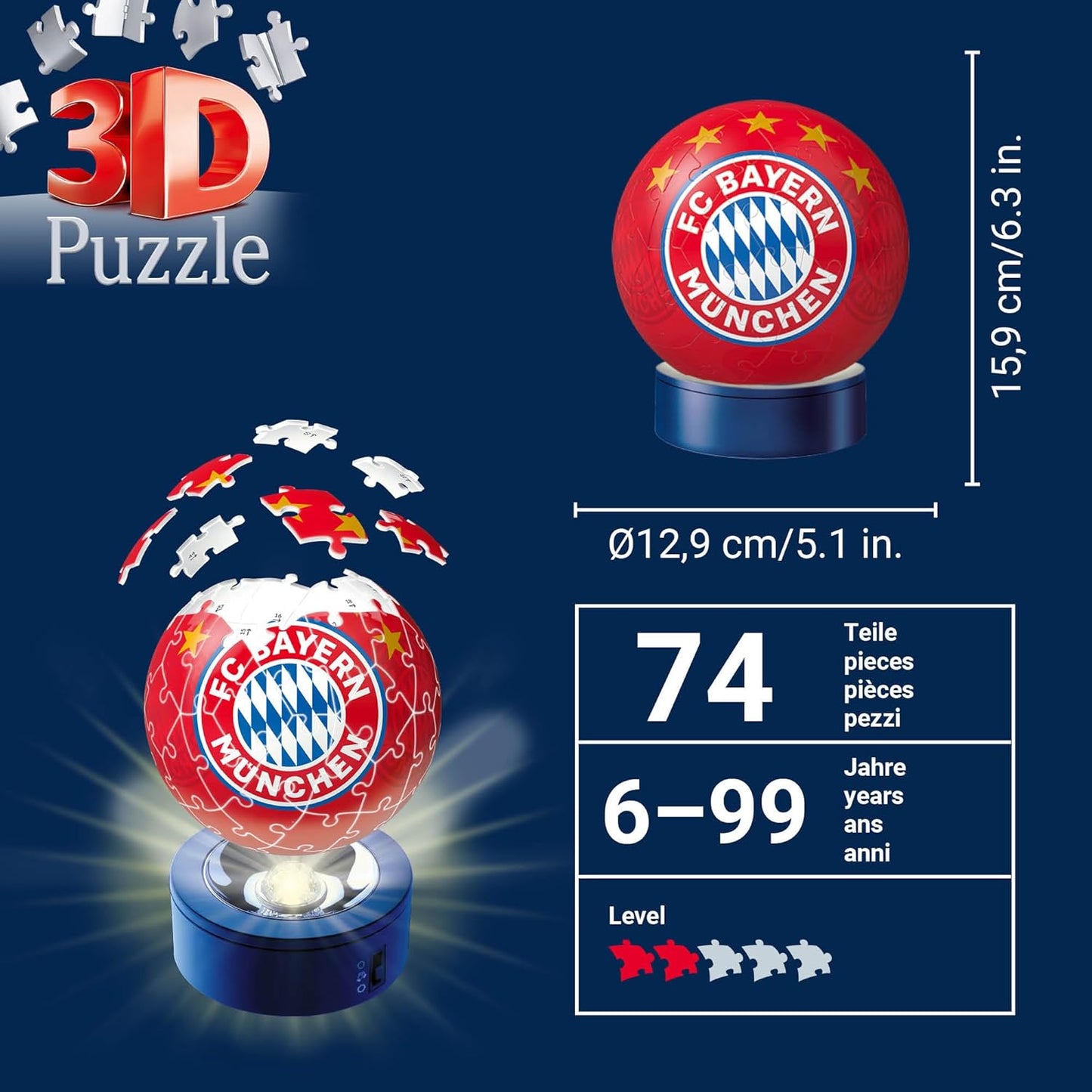 3D Puzzle Nachtlicht FC Bayern München, Single