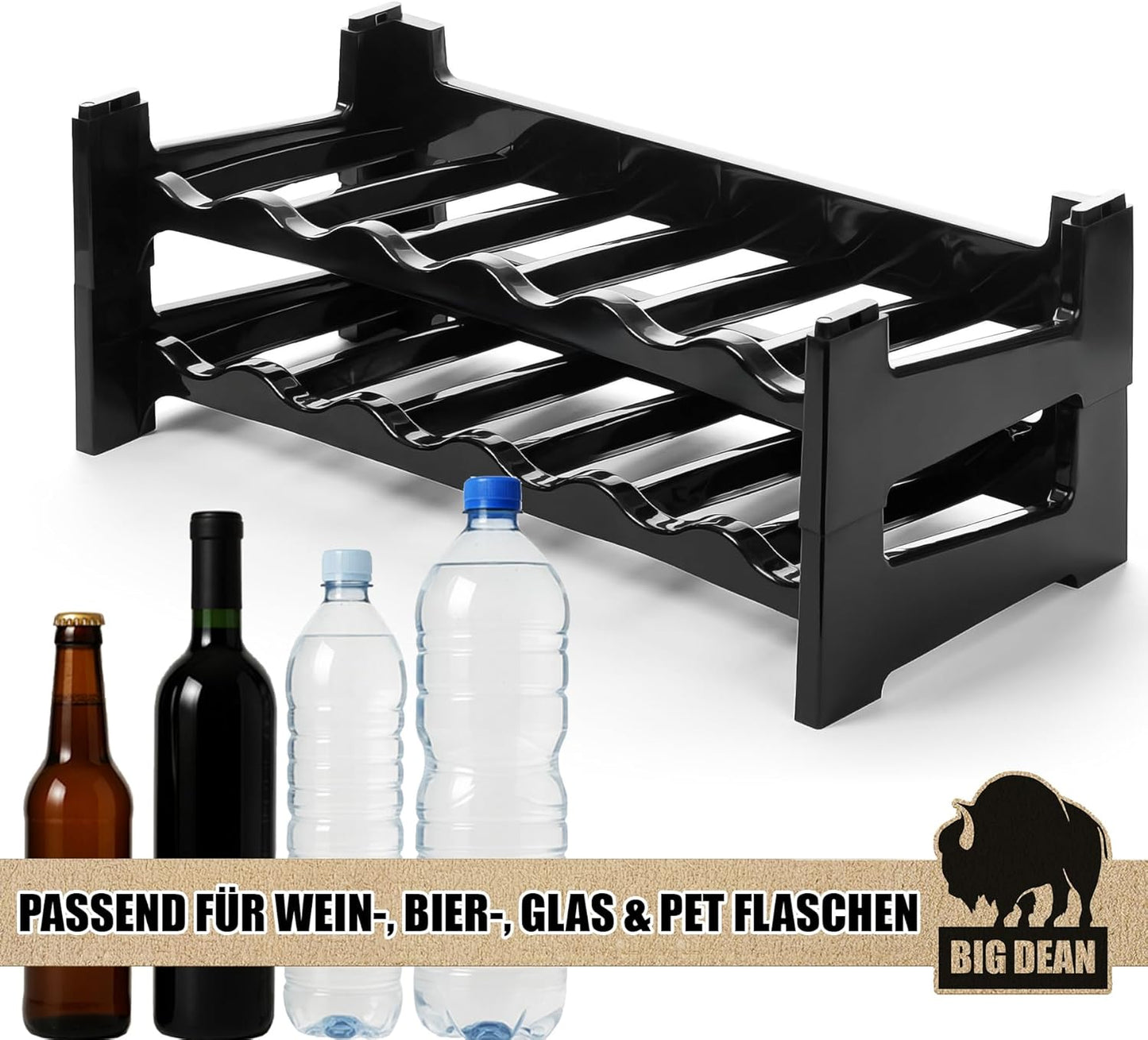 Stapelbares Flaschenregalsystem für 12 Flaschen (2 Stück), 2 Stück (12 Flaschen)